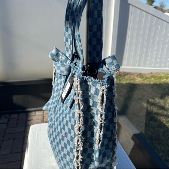 Zac Posen Anthea Denim Checkered Tote Bag NWT - Picture 15 of 16